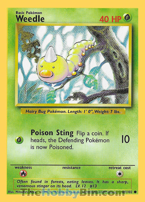 Weedle #69/102 Common - Base Set Pokemon card