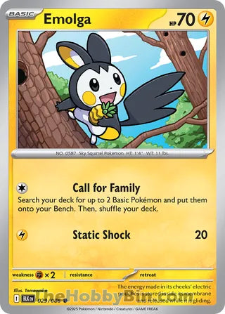 Emolga #029/086 Common - Black Bolt Pokemon card