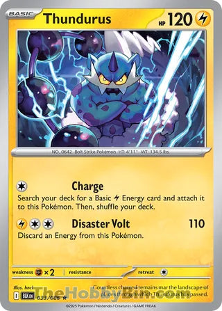 Thundurus #033/086 Rare - Black Bolt Pokemon card