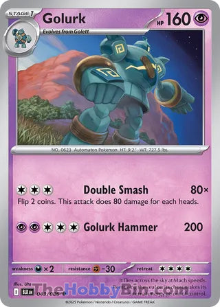 Golurk #043/086 Uncommon - Black Bolt Pokemon card