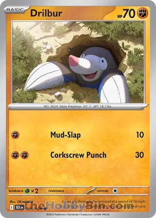 Drilbur #045/086 Common - Black Bolt Pokemon card