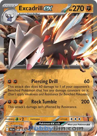 Excadrill ex #046/086 Double Rare - Black Bolt Pokemon card
