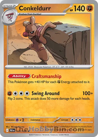 Conkeldurr #049/086 Rare - Black Bolt Pokemon card