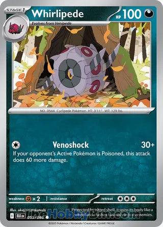 Whirlipede #055/086 Common - Black Bolt Pokemon card