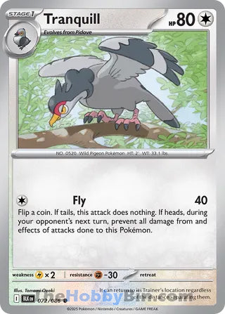 Tranquill #072/086 Common - Black Bolt Pokemon card
