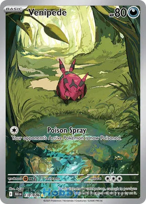 0132 Venipede Illustration Rare Black Bolt