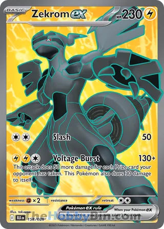 Zekrom ex #158/086 Ultra Rare - Black Bolt Pokemon card