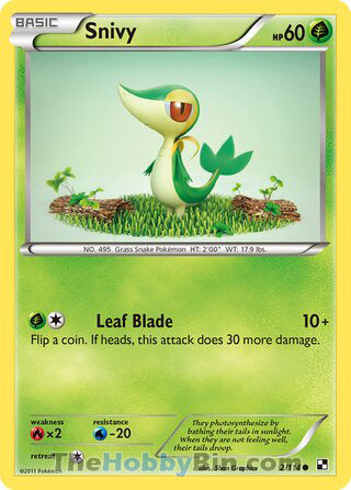 Snivy #2/114 Common - Black and White Pokemon card
