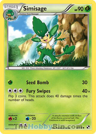 Simisage #8/114 Uncommon - Black and White Pokemon card