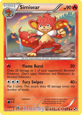 Simisear #22/114 Uncommon - Black and White Pokemon card