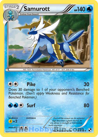 0031 Samurott Holo Rare Black and White