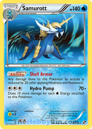 0032 Samurott Holo Rare Black and White