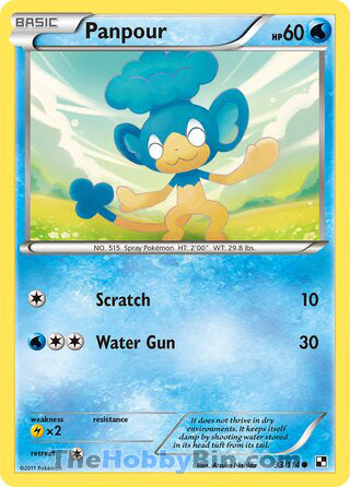 Panpour #33/114 Common - Black and White Pokemon card