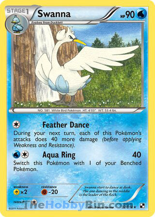 Swanna #37/114 Rare - Black and White Pokemon card