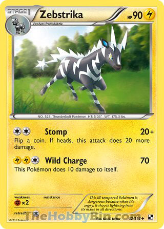 Zebstrika #42/114 Uncommon - Black and White Pokemon card