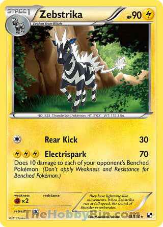 Zebstrika #43/114 Rare - Black and White Pokemon card