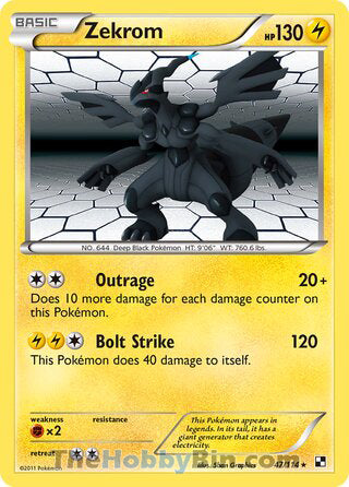 Zekrom Black and White Holo Rare #47/114