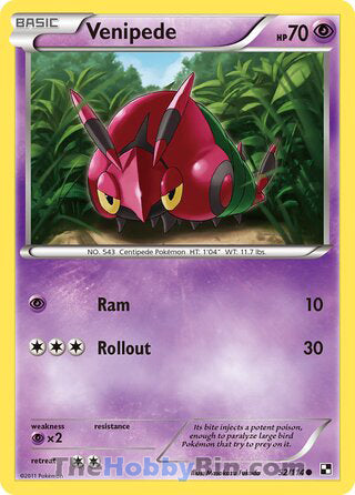 Venipede #52/114 Common - Black and White Pokemon card