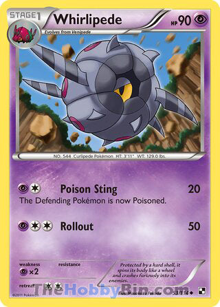 Whirlipede #53/114 Uncommon - Black and White Pokemon card
