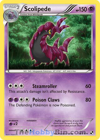 Scolipede #54/114 Rare - Black and White Pokemon card