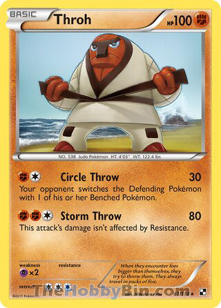 Throh #61/114 Rare - Black and White Pokemon card