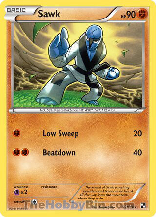 Sawk #62/114 Rare - Black and White Pokemon card