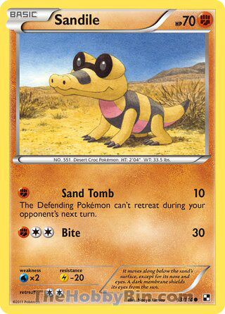 Sandile #63/114 Common - Black and White Pokemon card
