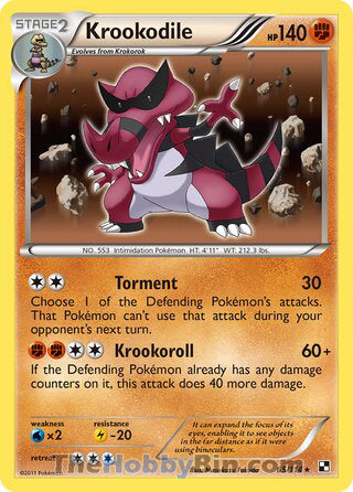 Krookodile #65/114 Holo Rare - Black and White Pokemon card