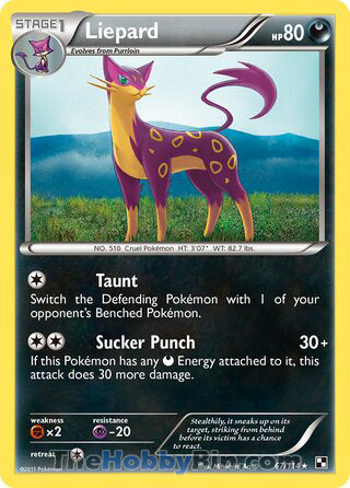 Liepard #67/114 Rare - Black and White Pokemon card