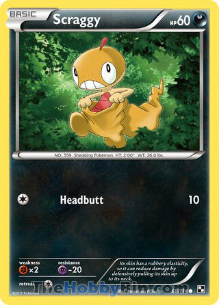 Scraggy #68/114 Common - Black and White Pokemon card