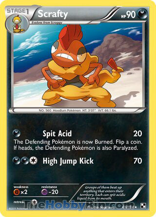Scrafty #69/114 Rare - Black and White Pokemon card