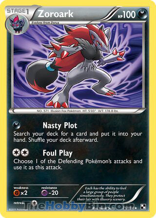 Zoroark Black and White Holo Rare #71/114