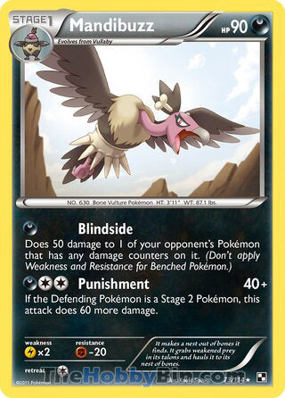 Mandibuzz #73/114 Rare - Black and White Pokemon card