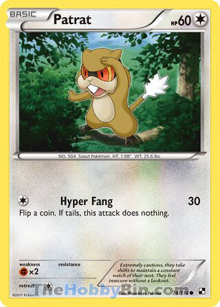Patrat #78/114 Common - Black and White Pokemon card