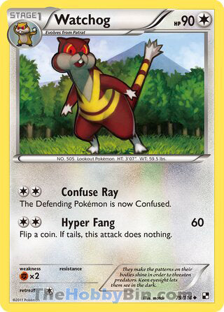 Watchog #79/114 Uncommon - Black and White Pokemon card