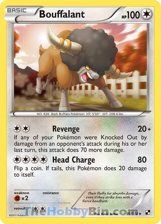 Bouffalant #91/114 Rare - Black and White Pokemon card