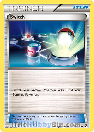 Switch #104/114 Common - Black and White Pokemon card