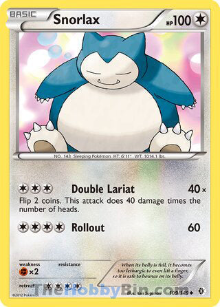 Snorlax #109/149 Uncommon - Boundaries Crossed Pokemon card