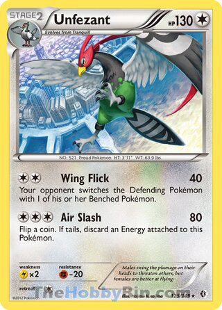 Unfezant #125/149 Rare - Boundaries Crossed Pokemon card