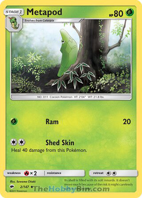 Metapod #2/147 Uncommon - Burning Shadows Pokemon card