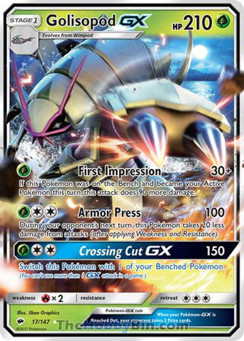 Golisopod GX #17/147 Ultra Rare - Burning Shadows Pokemon card