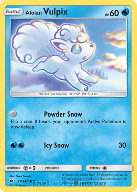 Alolan Vulpix #27/147 Common - Burning Shadows Pokemon card