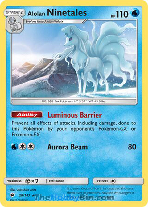 Alolan Ninetales Burning Shadows Rare #28/147