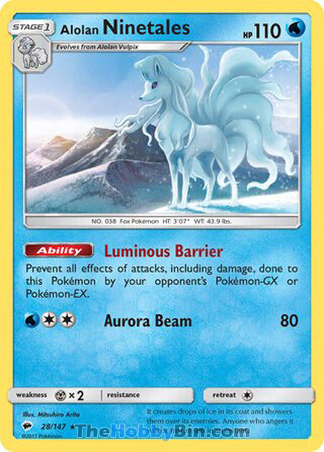 Alolan Ninetales Burning Shadows Rare #28/147