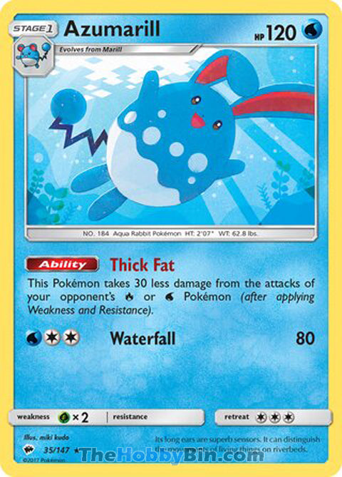 Azumarill Burning Shadows Rare #35/147