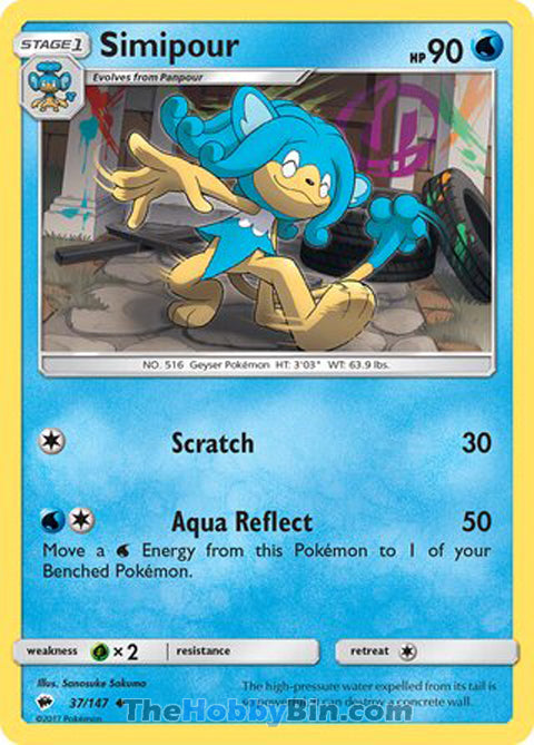 Simipour #37/147 Uncommon - Burning Shadows Pokemon card
