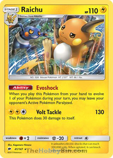 0041 Raichu Holo Rare Burning Shadows