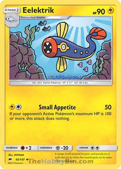 Eelektrik #45/147 Uncommon - Burning Shadows Pokemon card