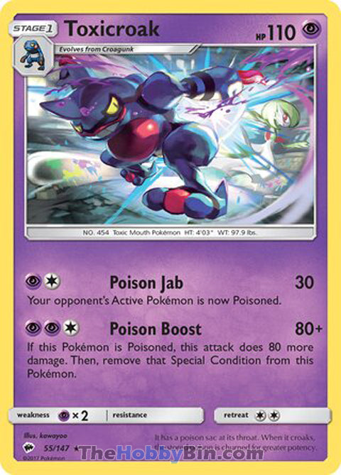 Toxicroak Burning Shadows Rare #55/147