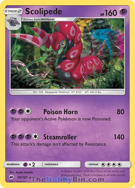 Scolipede Burning Shadows Rare #58/147